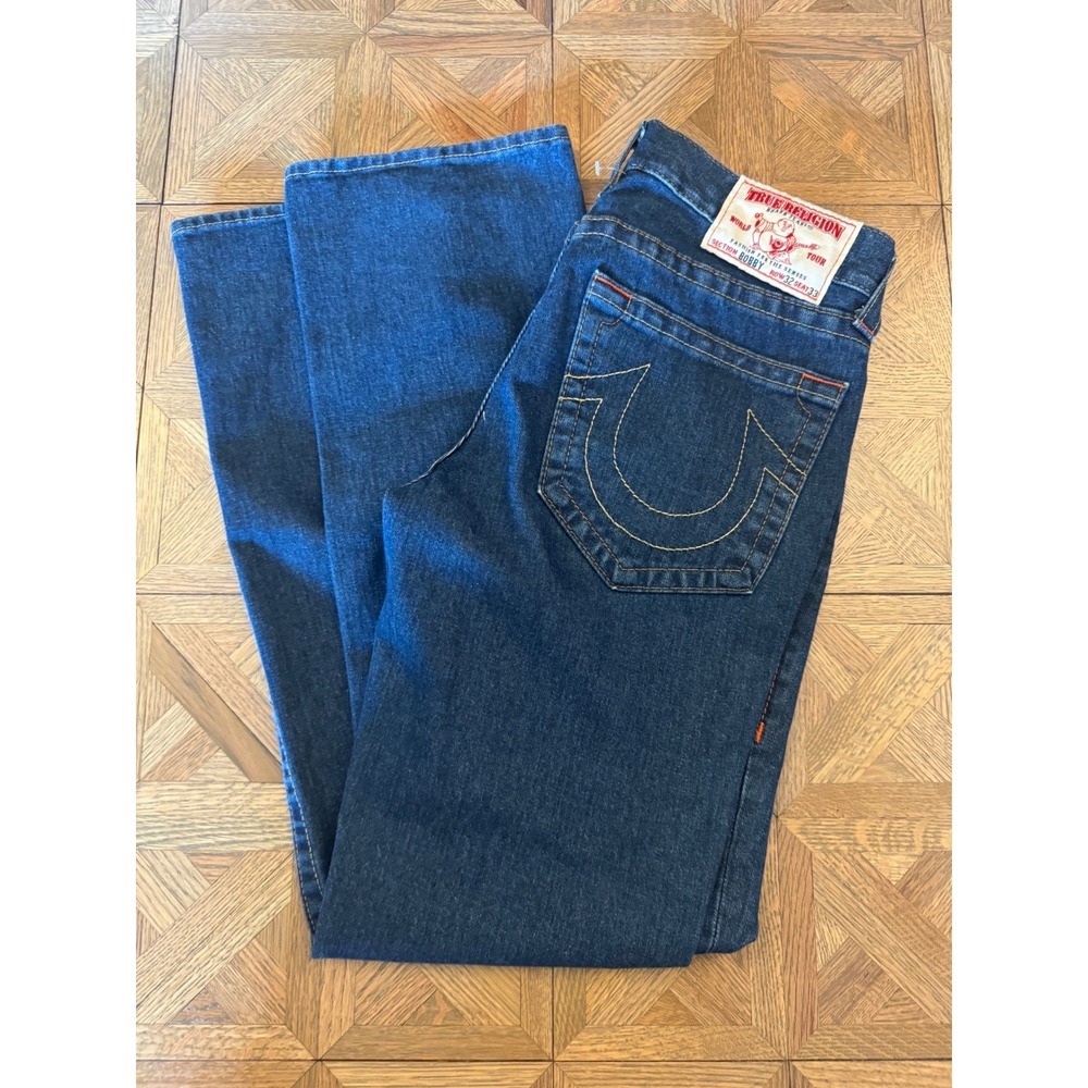 True Religion Bobby Straight Leg Jeans Mens 32 Dark Wash USA Blue Denim 12